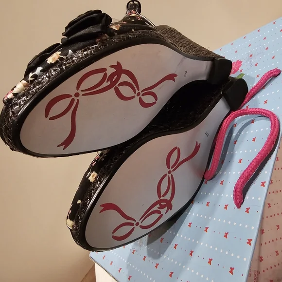 Poetic Licence Softer Side floral PeepToe Slingback Platform Wedge 8M New in box - Picture 7 of 16